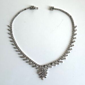 Vintage Clear Paste Silver Collar Necklace